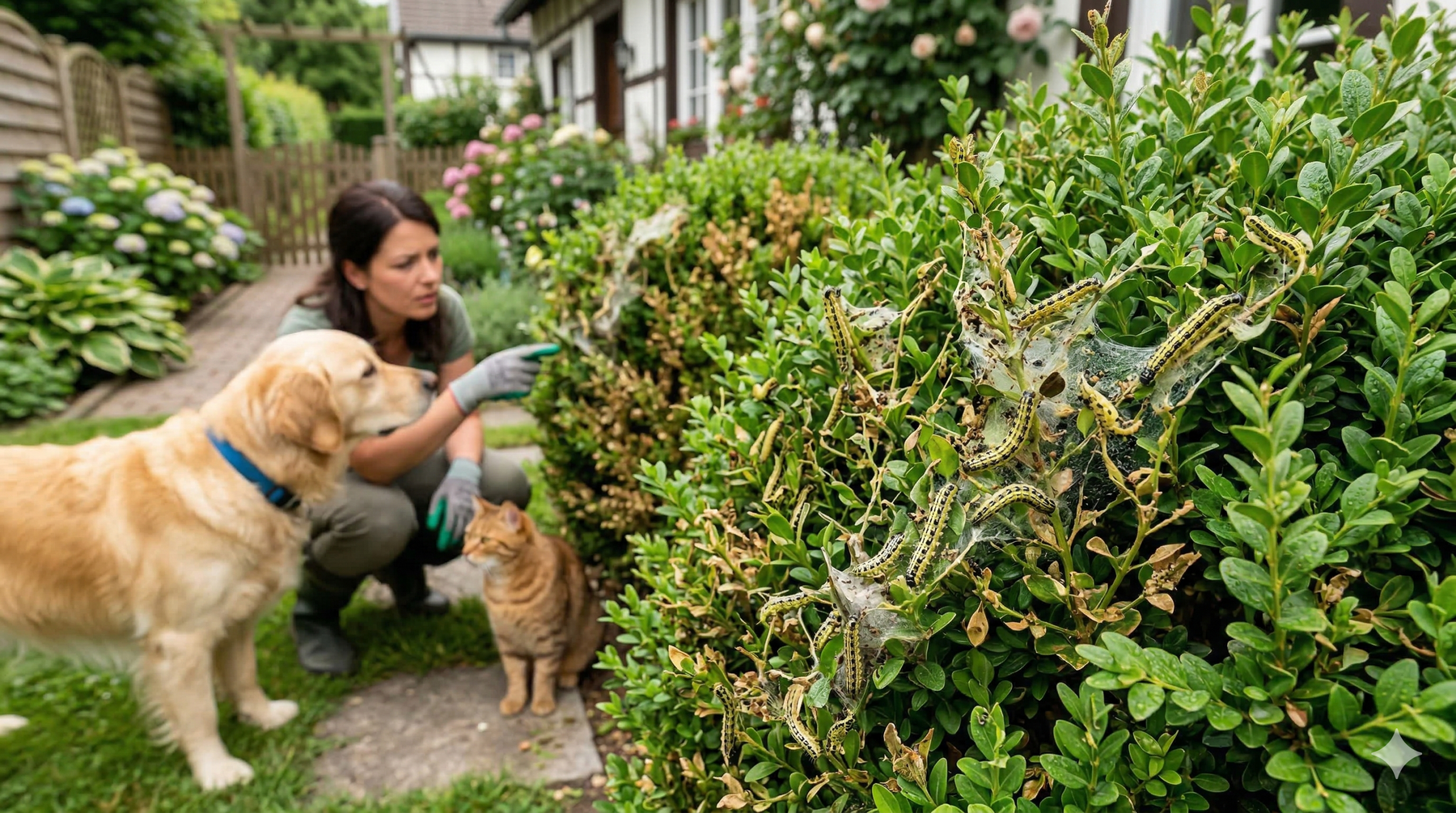 Teigne venimeuse du buis : danger pour l'homme, le chien et le chat ?