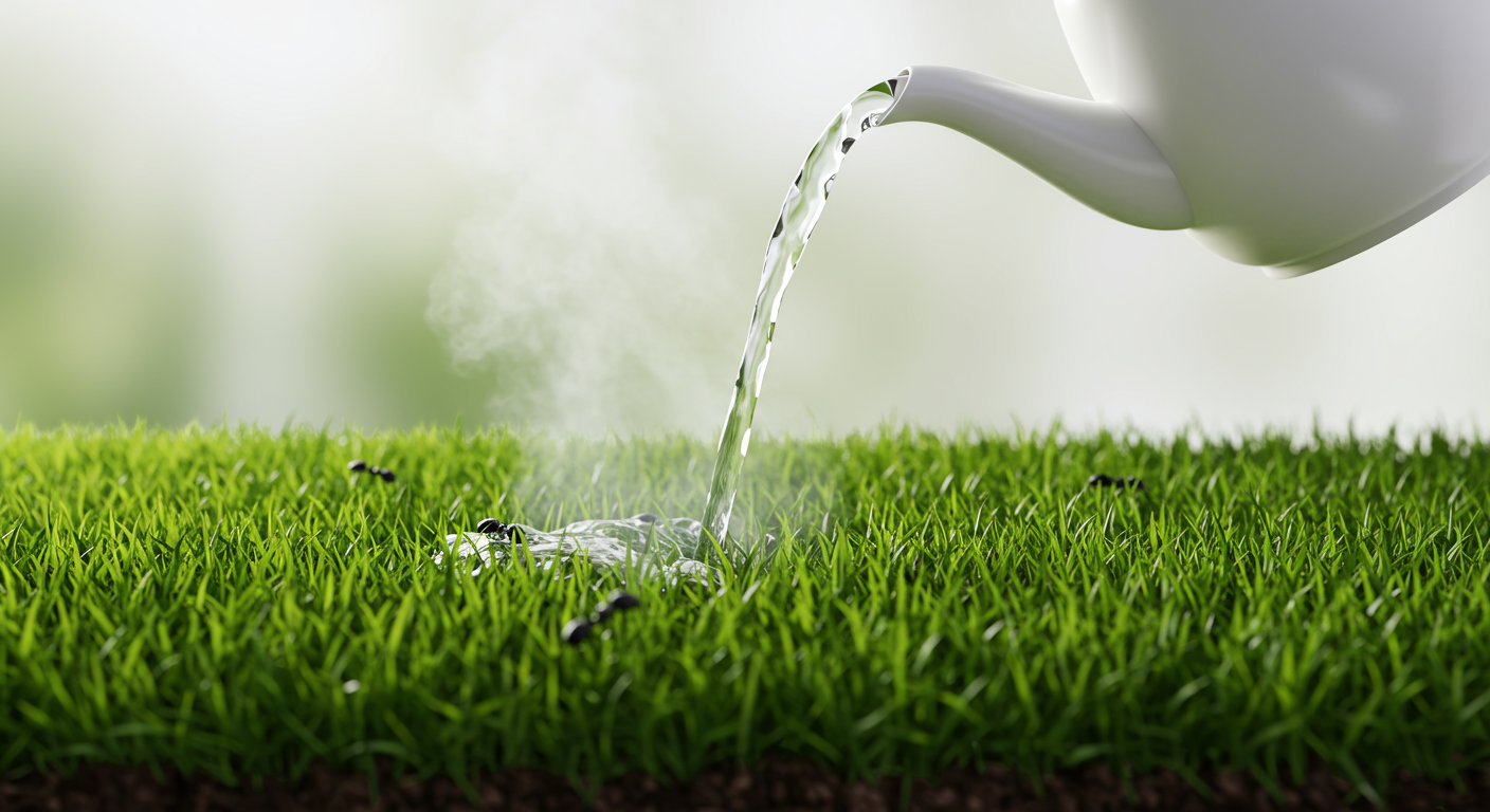 Ameisen im Rasen mit heißem Wasser bekämpfen