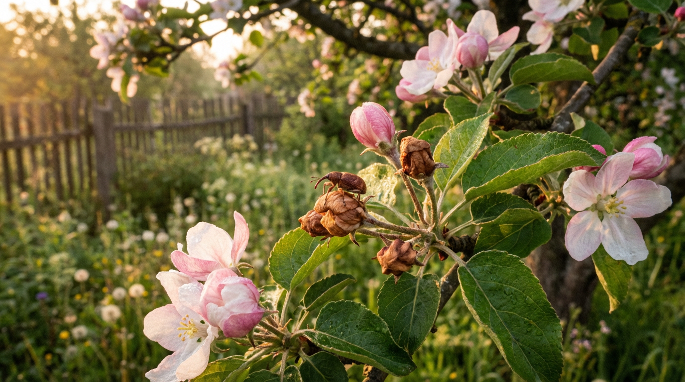 Photos de cueilleurs de fleurs de pommier : identifier de manière fiable le ravageur et les dégâts