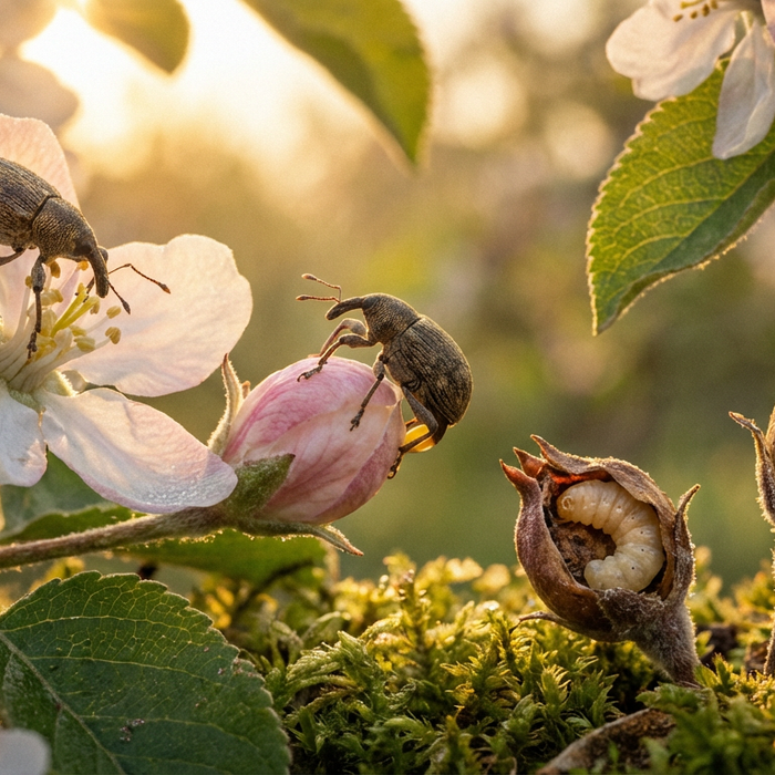 Reproduction de coupeurs de fleurs de pommier : cycle de vie & ponte en détail