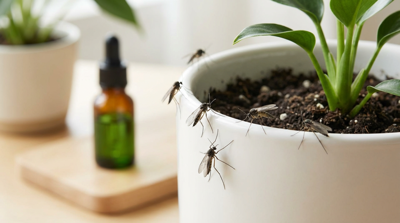 Huile d'arbre à thé contre les moucherons des terreaux
