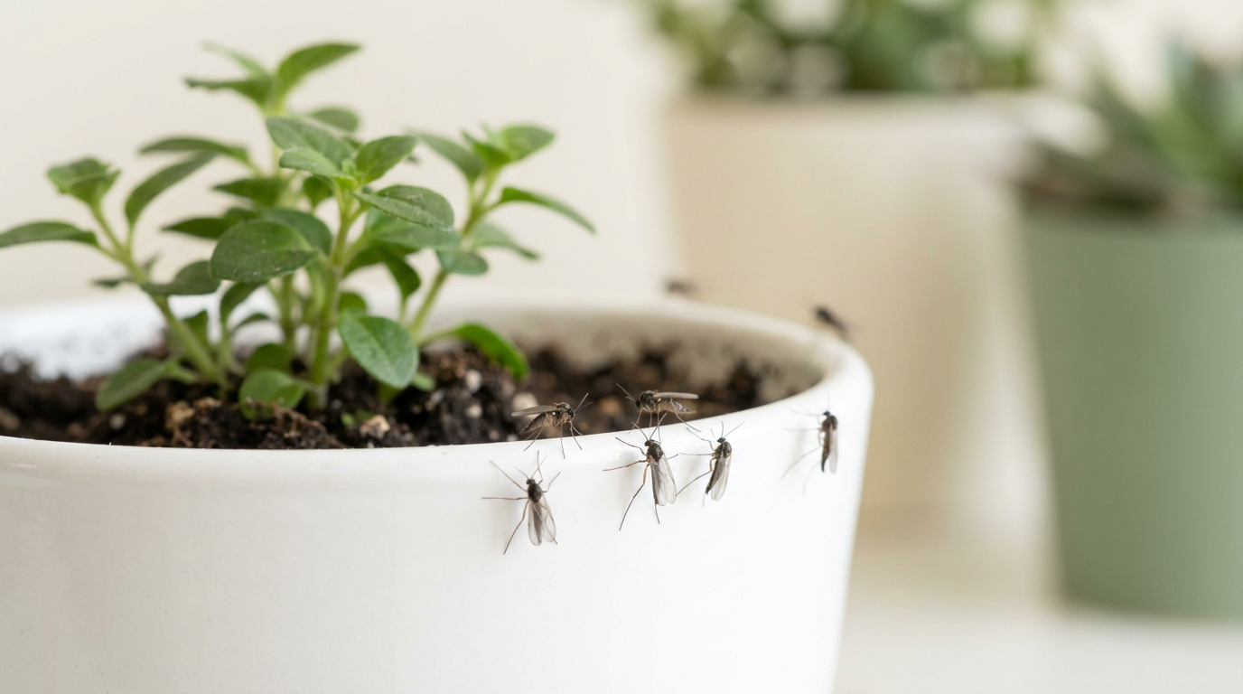Des moucherons des terreaux dans l'appartement