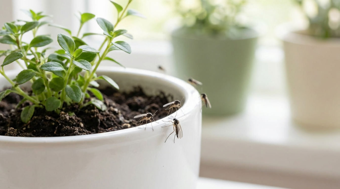 Petites mouches noires, pas des moucherons des terreaux