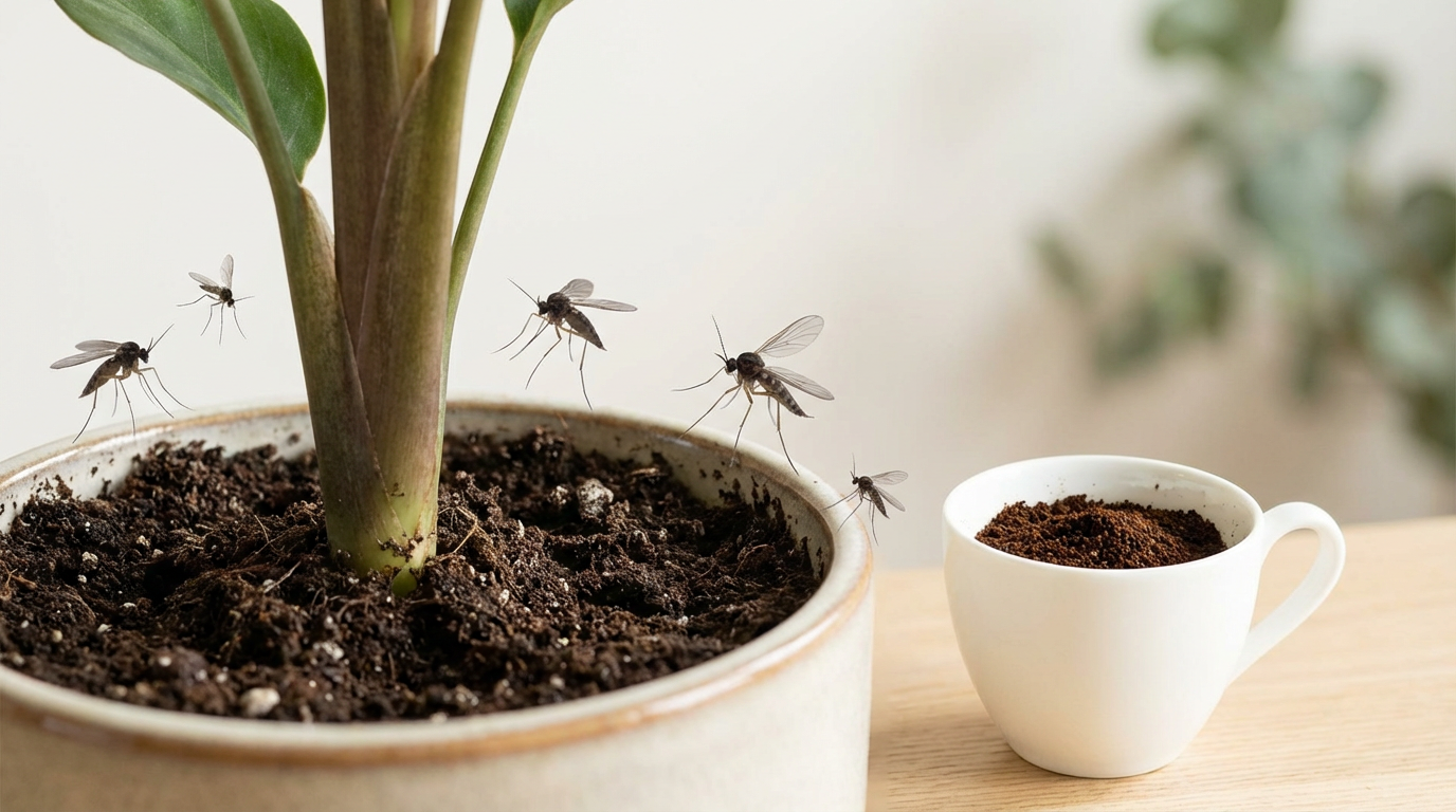 Café contre les moucherons des terreaux
