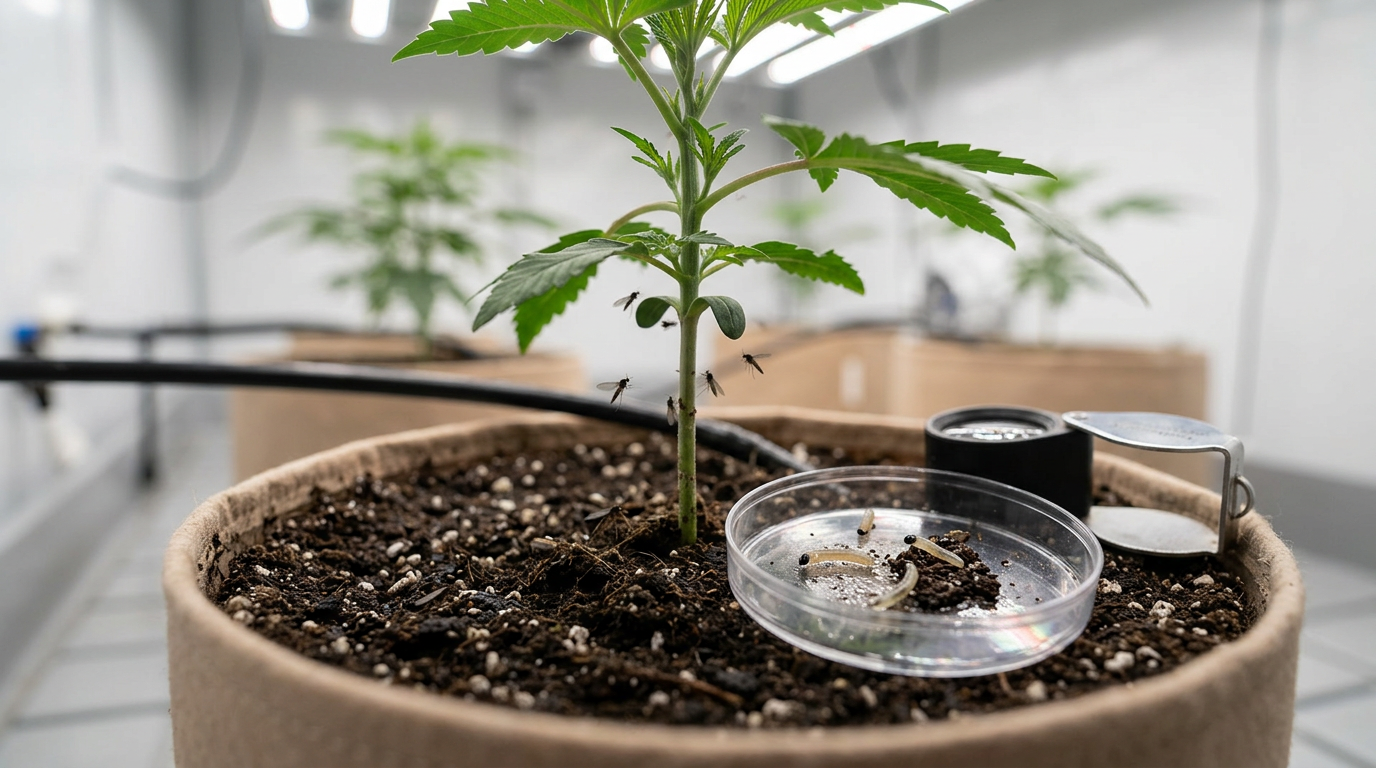 moucherons des champignons du cannabis