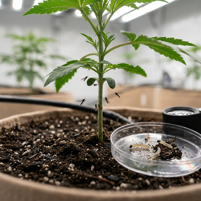 Photo de couverture : moucherons des champignons du cannabis — Guide Silberkraft
