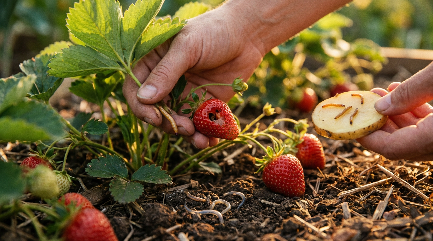 Fraises et vers fil-de-fer : reconnaître les dégâts et les combattre biologiquement
