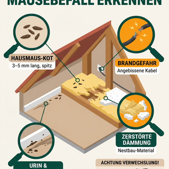 Typische Anzeichen für Mäusebefall auf dem Dachboden