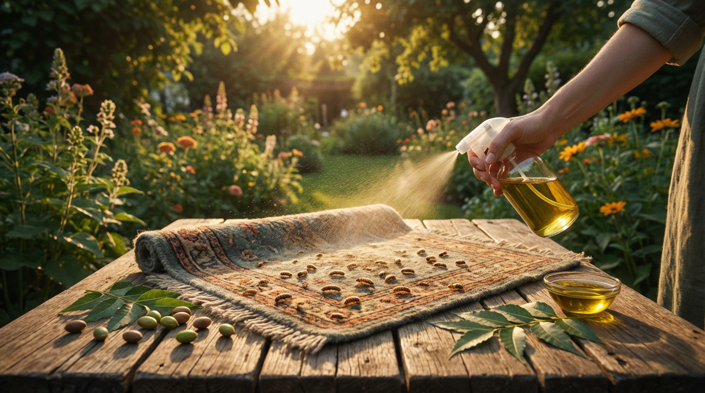 Huile de Neem contre les anthrènes des tapis : contrôle naturel des larves