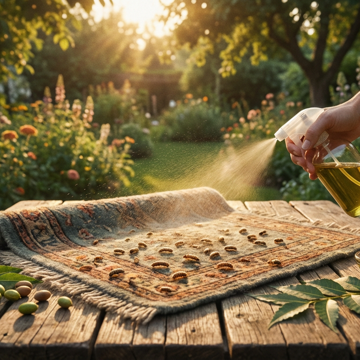 Huile de Neem contre les anthrènes des tapis : contrôle naturel des larves
