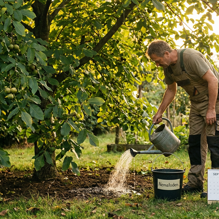 Nématodes contre la mouche des fruits du noyer : application, timing et conseils