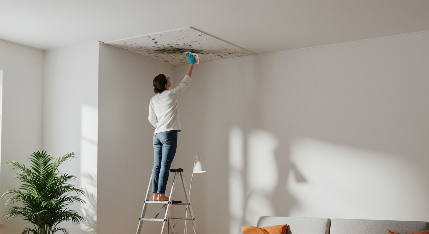 Moisissures au plafond : causes et élimination