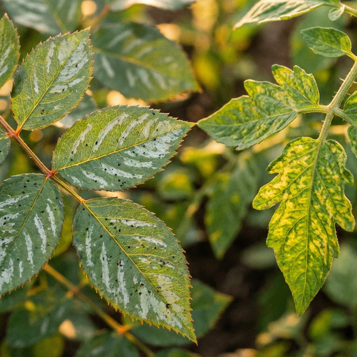 Reconnaître les dommages causés par les thrips : brillance argentée, taches fécales et symptômes viraux