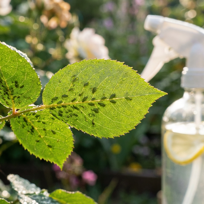 Pucerons sur une feuille de rosier - combattez avec des remèdes naturels comme le vinaigre
