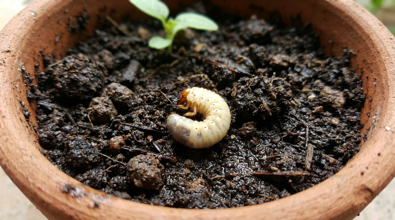 Larves dans les pots de fleurs : les reconnaître, les combattre et les prévenir efficacement