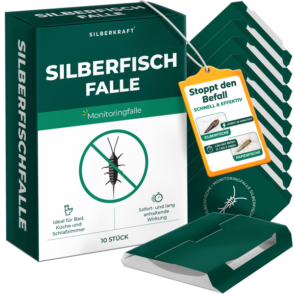 Pièges à poissons d'argent pour combattre les poissons d'argent et les poissons-papier 10 pièces - Silberkraft