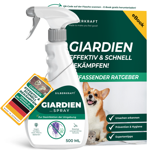 Spray Giardia contre Giardia, bactéries, virus et champignons avec eBook gratuit - Silberkraft