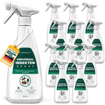 Douze flacons de spray anti-insectes universel Silberkraft à effet immédiat et durable contre les insectes volants et rampants. Contient un subtil parfum de citron, est à base d’eau et ne contient pas de perméthrine. Fabriqué en Allemagne à partir de plastique recyclé pour une protection durable contre les insectes.