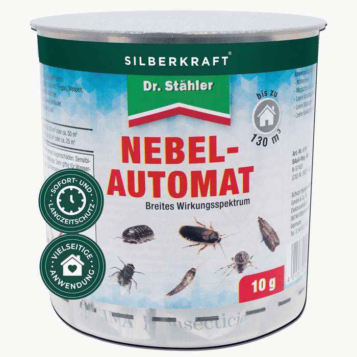 Silberkraft Nebelautomat 10g Fogger zur effektiven Insektenbekämpfung in Wohnräumen gegen Ungeziefer mit Langzeitwirkung