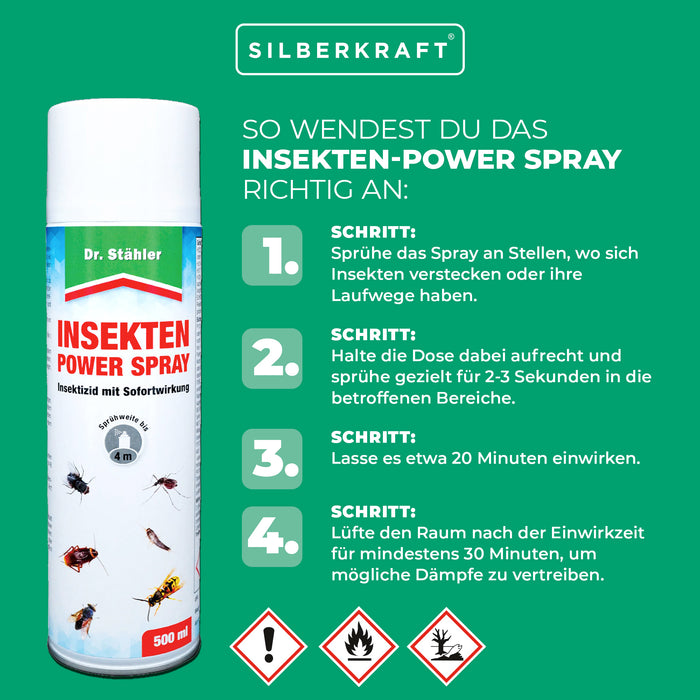 Insect Power Spray : Solution efficace contre les parasites rampants et volants tels que les cafards et les mites.