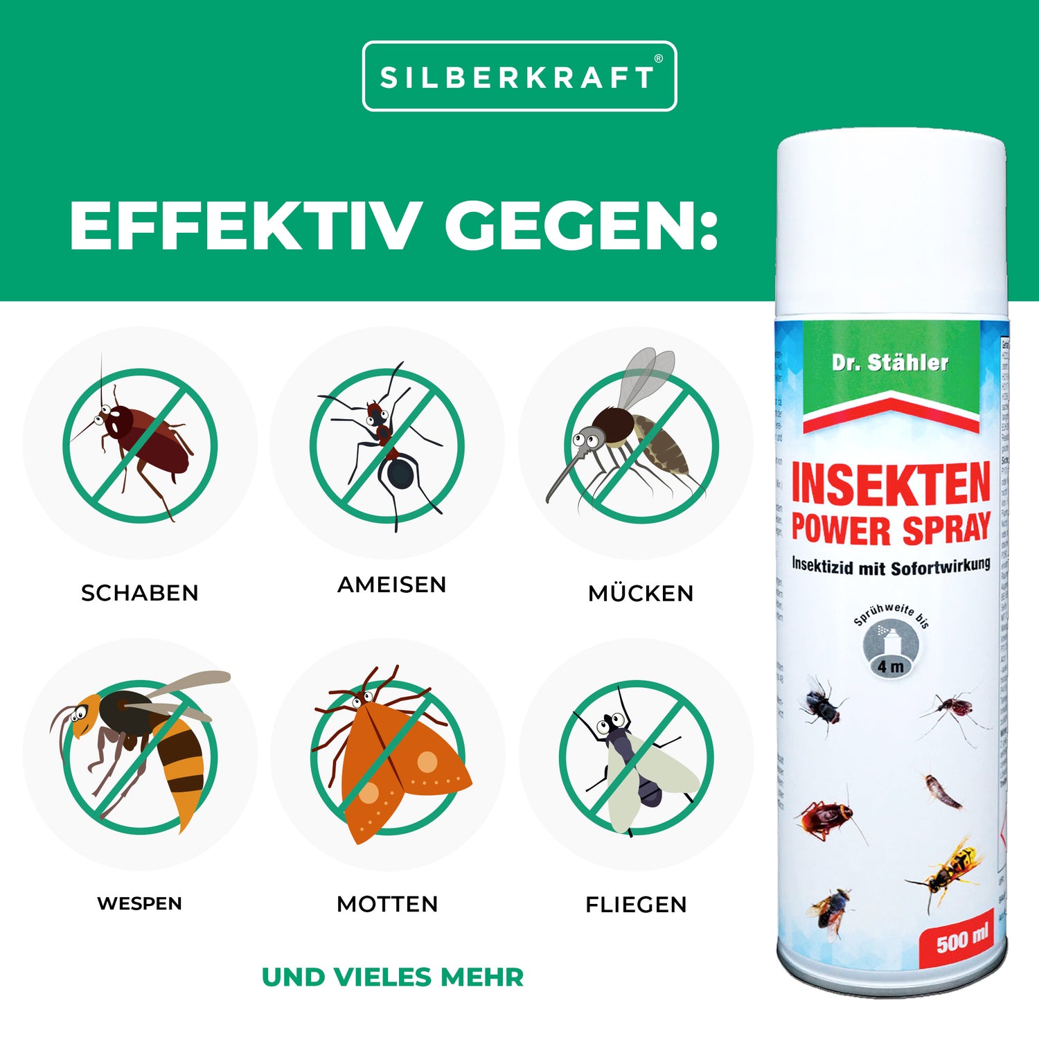 Insect Power Spray : Solution efficace contre les parasites rampants et volants tels que les cafards et les mites.