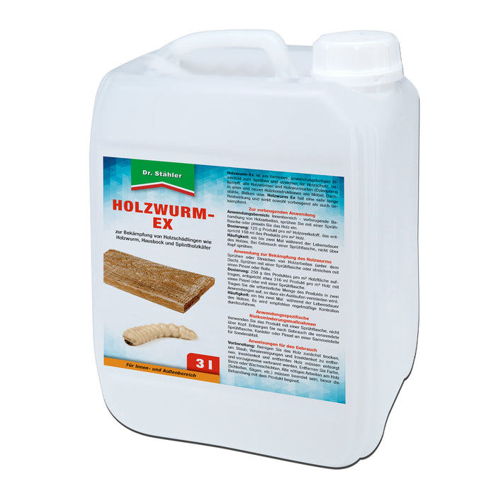 Spray anti-vers à bois efficace : protection fiable contre les parasites du bois tels que les vers à bois, les coléoptères domestiques et les coléoptères de l'aubier.