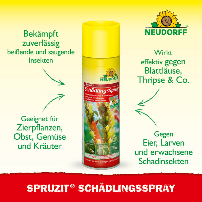 Neudorff Spruzit SchädlingsSpray gegen Läuse, Thripse, Weiße Fliegen, Spinnmilben, Zikaden, Raupen und Käfer – Bild 2