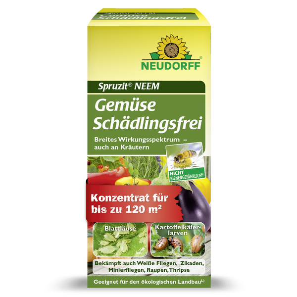 Neudorff Spruzit NEEM végétal sans ravageurs contre les pucerons, les larves de doryphore de la pomme de terre, les aleurodes, les cigales, les mineuses des feuilles, les chenilles, les thrips - Silberkraft