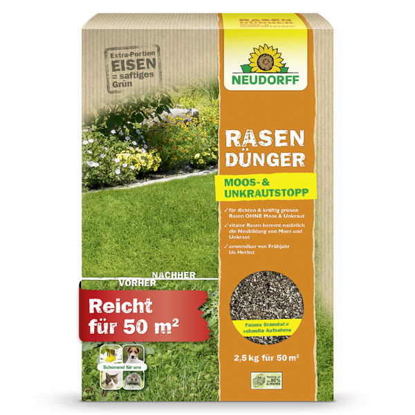 Engrais pour pelouse Neudorff anti-mousse et anti-mauvaises herbes