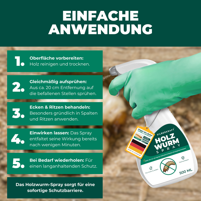 Spray anti-insectes xylophages : Traitement contre les insectes xylophages, les capricornes et les vrillettes du bois pour une utilisation intérieure et extérieure, incluant un livre électronique.