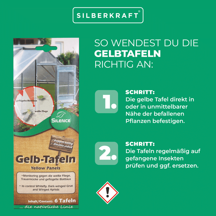 Panneaux jaunes Silence (petits) : Surveillance optimale contre les aleurodes, les moucherons fongiques et les pucerons