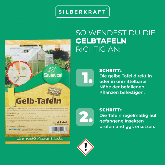 Panneaux jaunes Silence : Solution efficace contre les aleurodes, les moucherons des champignons, les mouches des fruits et du vinaigre