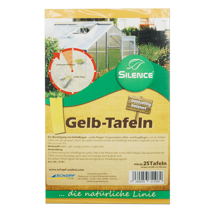 Panneaux jaunes Silence (grands) : Surveillance optimale contre les aleurodes, les moucherons fongiques et les pucerons