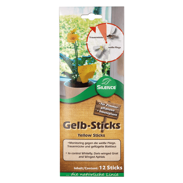 Silence Yellow Sticks : Surveillance efficace contre les aleurodes, les moucherons fongiques et les pucerons - Silberkraft