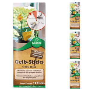 Silence Gelb-Sticks: Effektives Monitoring gegen die weiße Fliege, Trauermücke und Blattlaus - Silberkraft