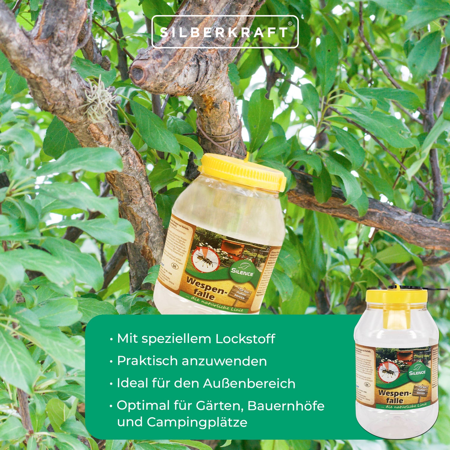 Piège à guêpes Silence : parfum attractif prêt à l'emploi pour une protection optimale contre les guêpes