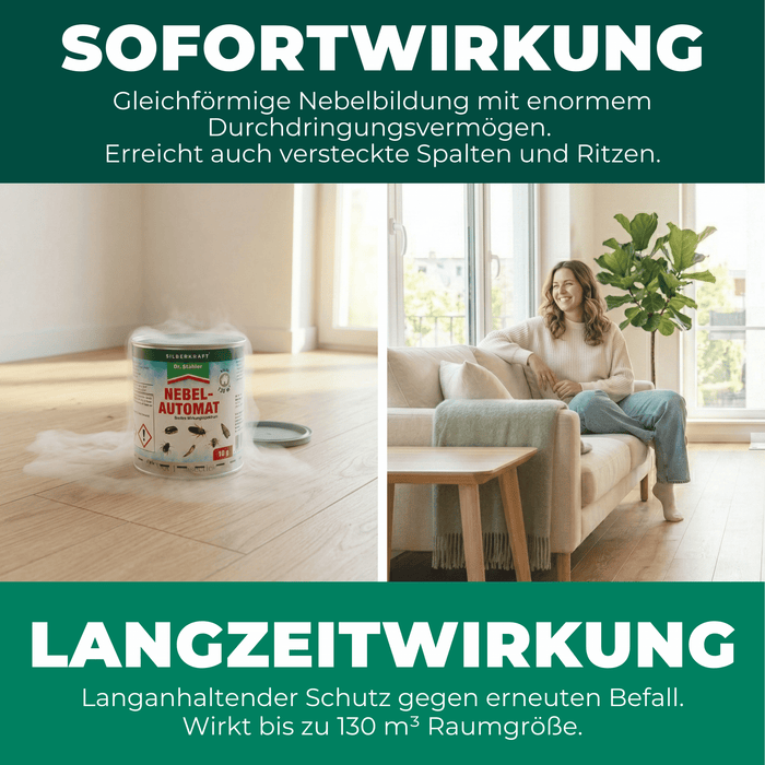 Silberkraft Nebelautomat 10g-20g mit Sofortwirkung und Langzeitwirkung gegen Insekten für nachhaltige Schädlingsbekämpfung