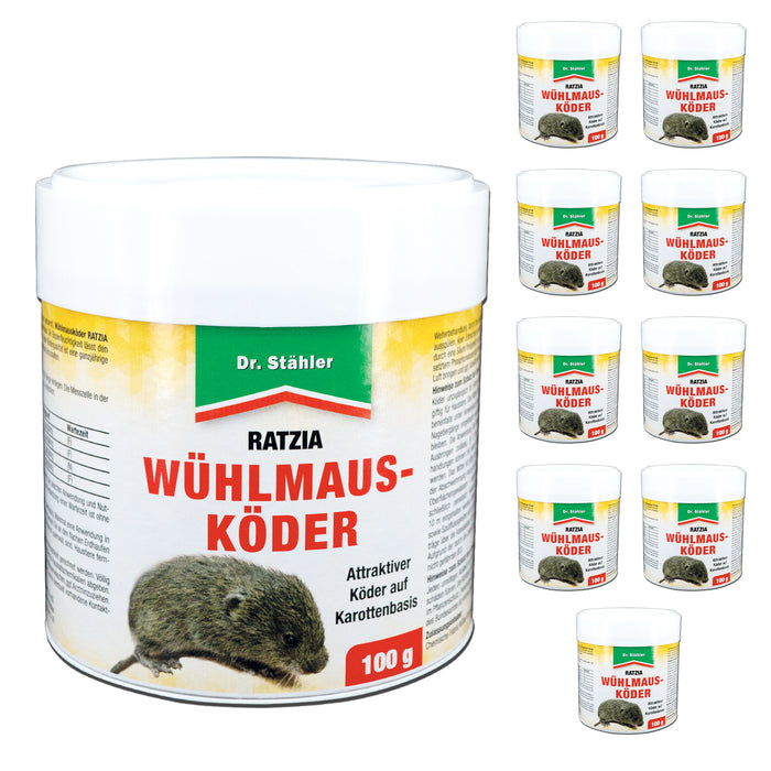 Wühlmausköder Ratzia: Effektiver Wühlmausköder auf Karottenbasis - Silberkraft