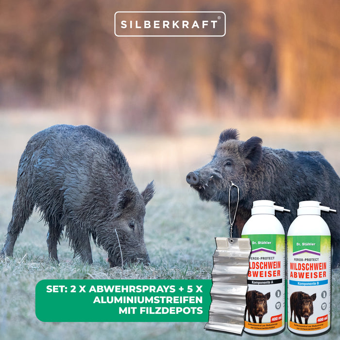 Ferox-Protect Wildschweinabweiser Spray-Set: Zuverlässige Vertreibung von Wildschweinen - Silberkraft