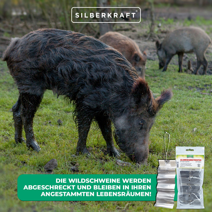 Ferox-Protect Aluminiumstreifen mit Filzdepots - als Trägermaterial für das Wildschweinabweiser Spray - Silberkraft