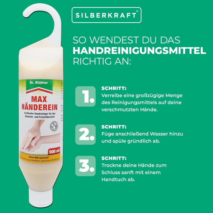 Max Hands Clean : Nettoyant pour les mains très efficace avec effet peeling - Silberkraft