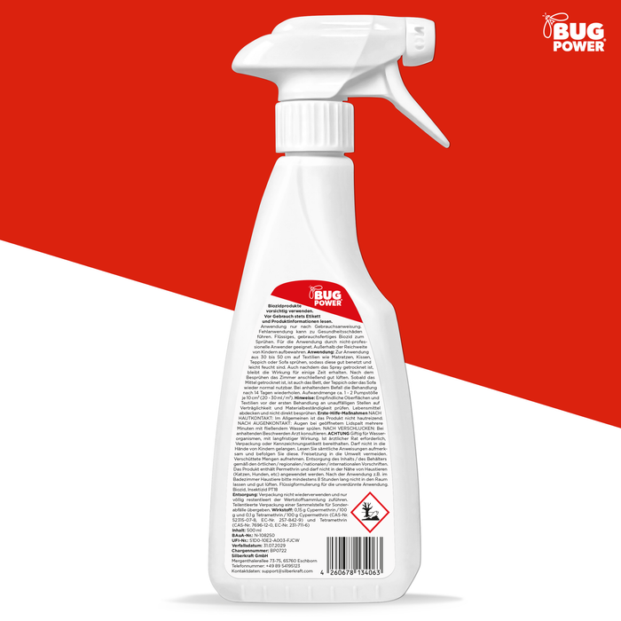 Spray anti-punaises de lit BugPower - efficace contre les punaises de lit et leurs larves