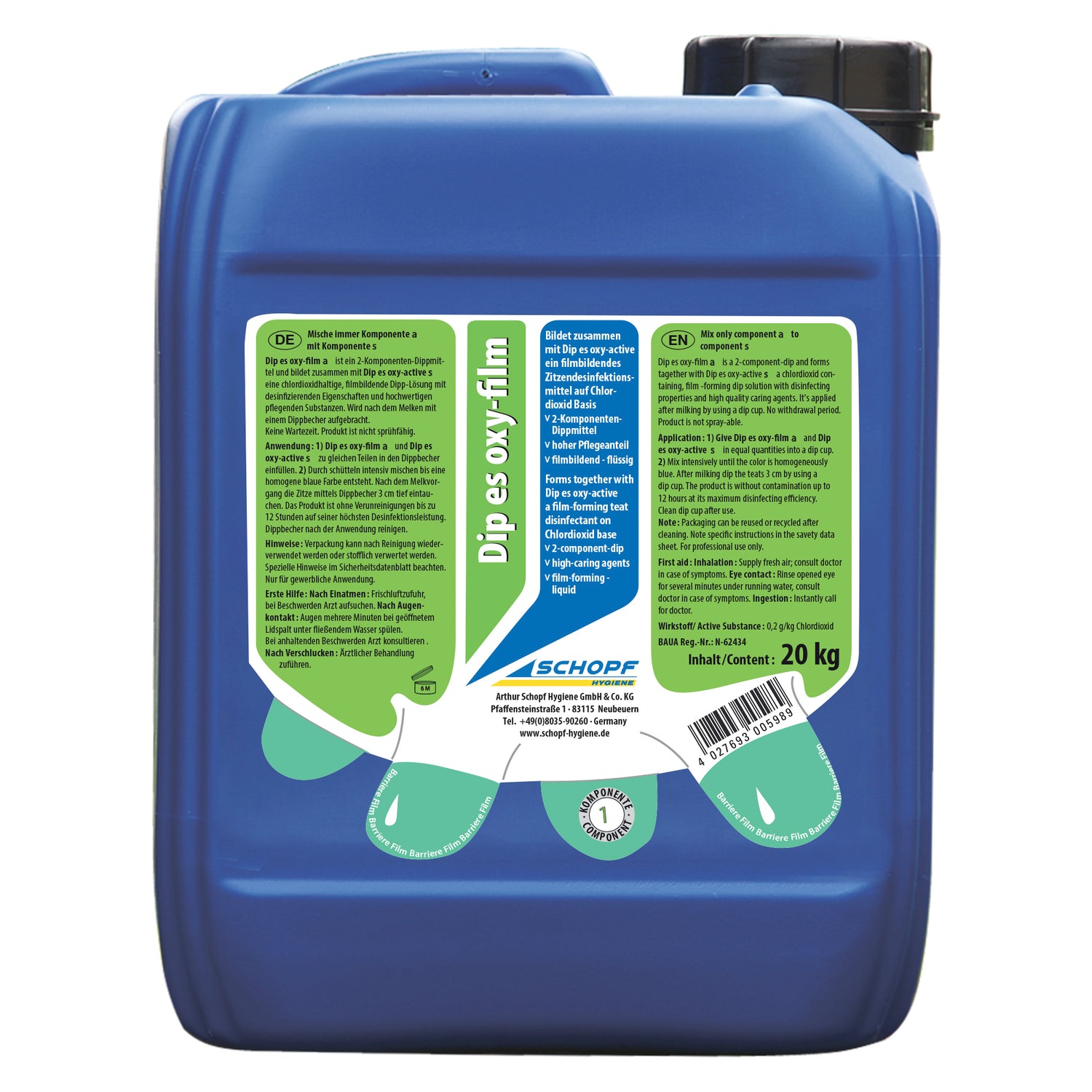 Dip es oxy-film : Agent de trempage à 2 composants très efficace pour un soin optimal de la mamelle