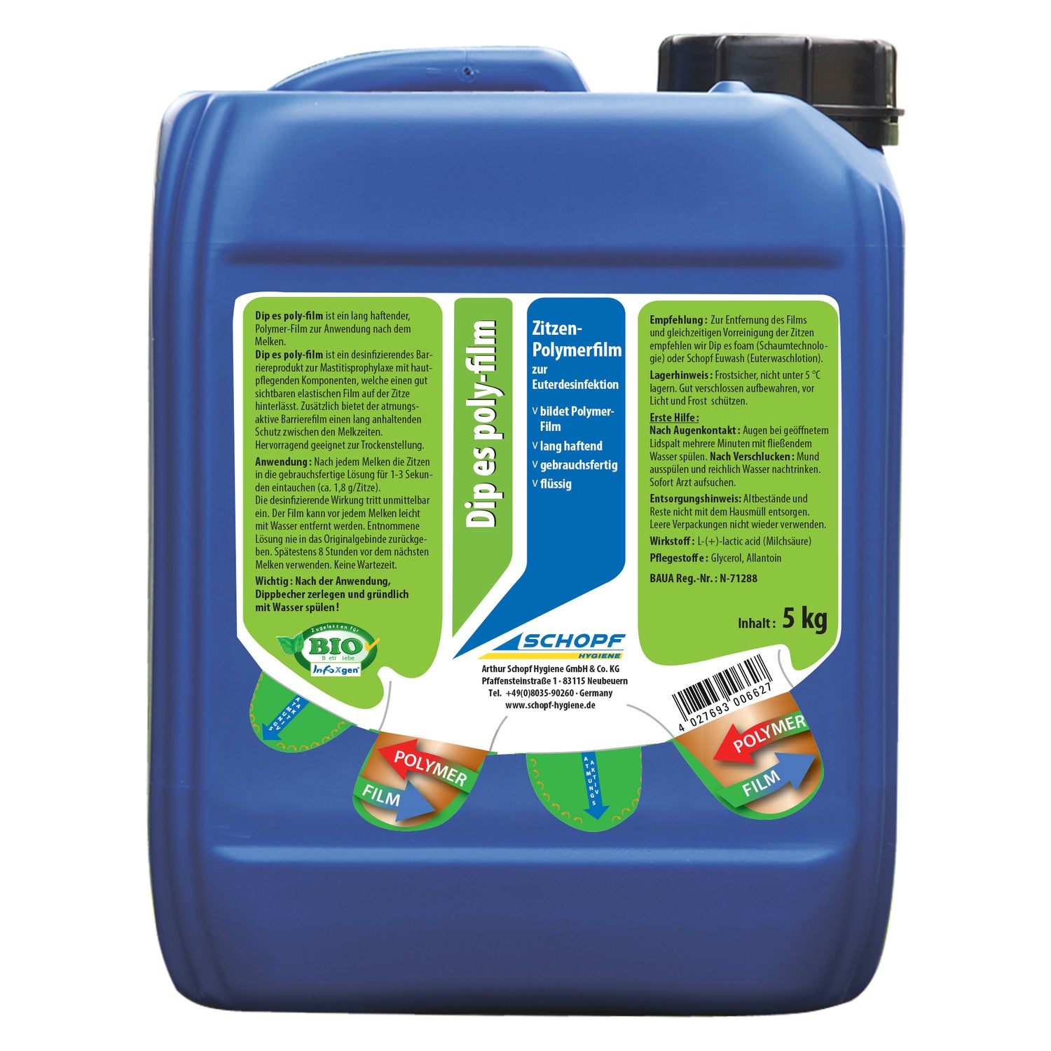 Dip it poly-film : Film polymère longue durée pour la désinfection de la mamelle et la prévention de la mammite