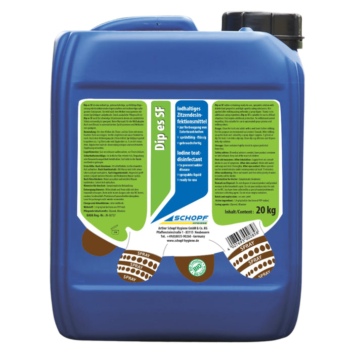 Dip es SF : Agent de trempage pulvérisable à base d'iode pour une désinfection efficace des trayons