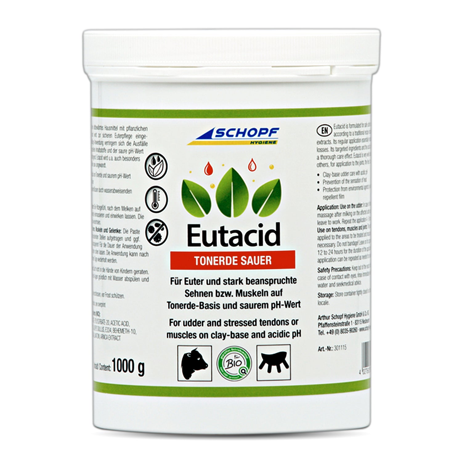 Baume à l'argile eutacide : soin polyvalent des mamelles et des articulations des vaches