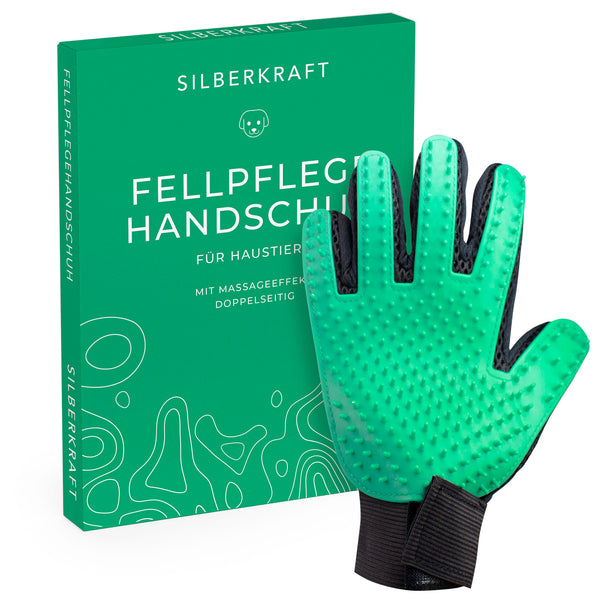 Gant de toilettage pour chiens, chats, chevaux ; Lapins et autres animaux de compagnie - soins doux grâce à 256 picots - effet massage - taille unique - qu'ils soient à poils longs ou courts - Silberkraft