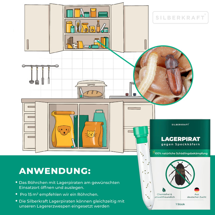 Lagerpirat pour lutter contre les dermestes du lard, les anthrènes des tapis et les insectes ravageurs des produits stockés
