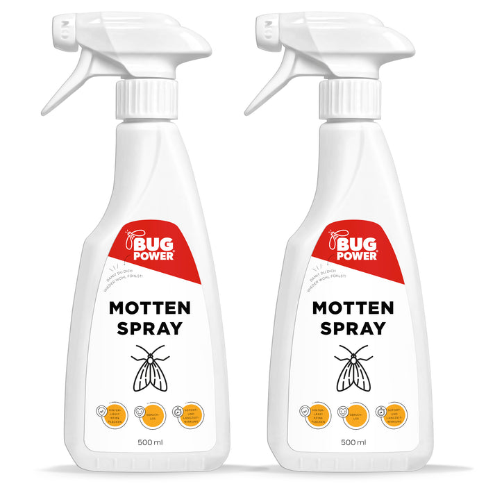 Spray anti-mites BugPower contre les mites des vêtements et des aliments - avec effet knock-down