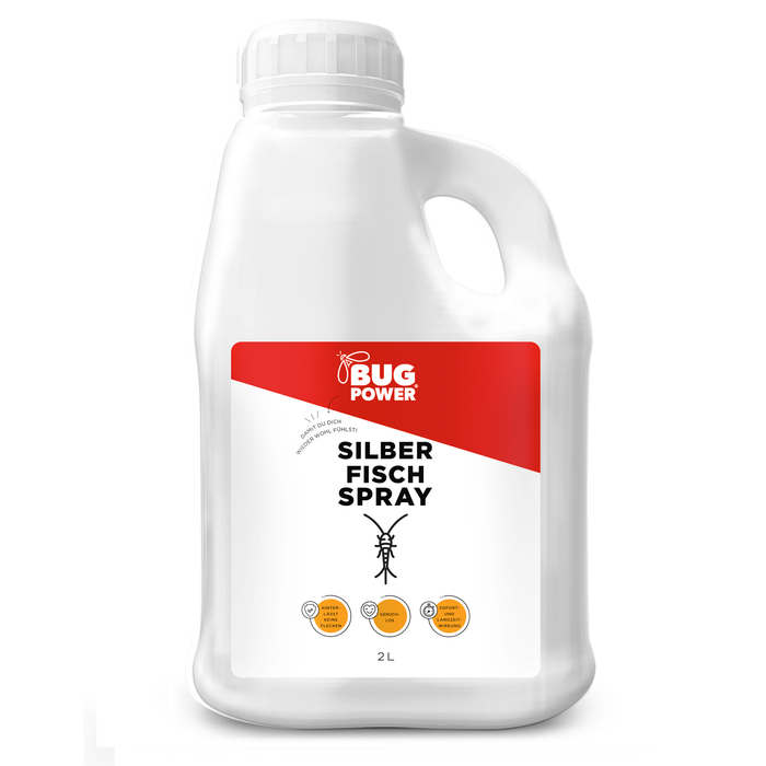 BugPower Silverfish Spray contre le poisson-papier et le poisson d'argent - avec effet renversant - Silberkraft